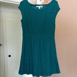 Lauren Conrad Teal Lace Cap Sleeve Dress